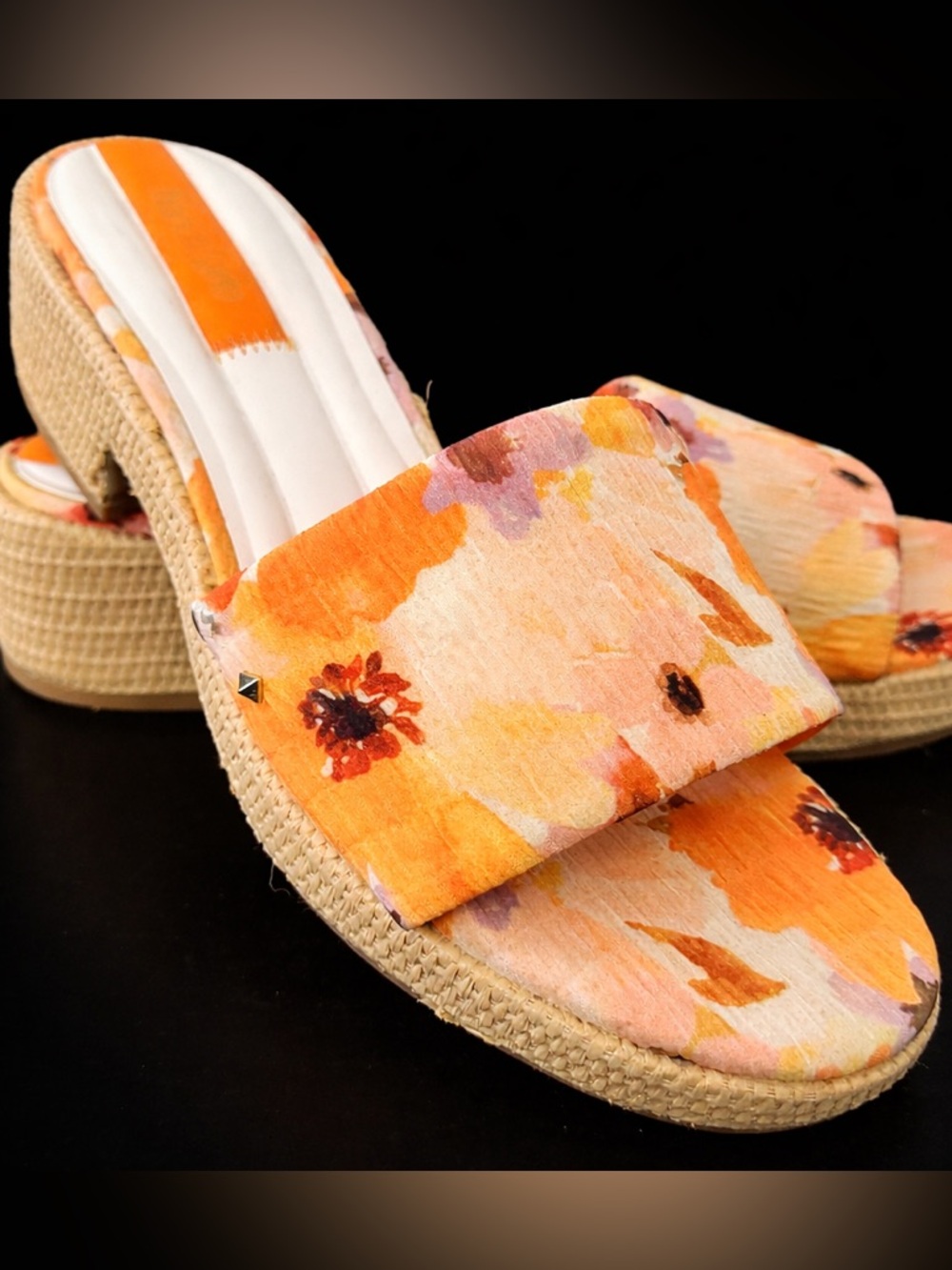 Franco Sarto Melon Floral Espadrille Slide Sandals - never worn